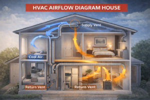Diagram showing air supply and return flow in home