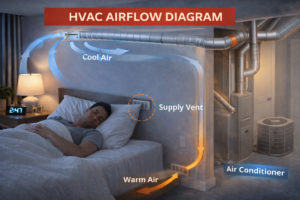 Airflow shifts in bedroom at night