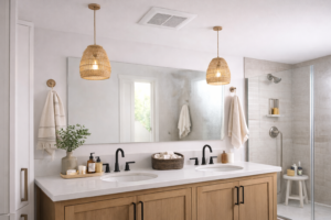 Bathroom ventilation fan removing moisture