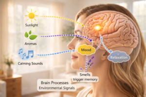 Diagram showing how the brain processes environmental signals