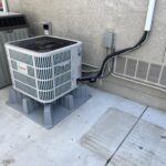 Bosch outdoor air conditioning unit professionally installed with properly routed and brazed refrigerant lines