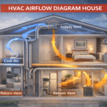Diagram showing air supply and return flow in home