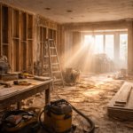 Renovation dust visible in sunlight inside home